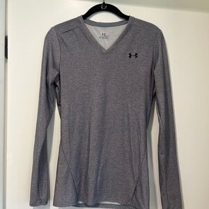 Under Armour Gray Long Sleeve Shirt - Heat Gear - large